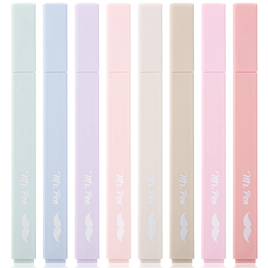 Mr. Pen - 8 Pack Aesthetic Highlighters, Chisel Tip, Discreet Pastel Color, No Bible Smudge, Assorted Color Highlighters, Pastel Highlighter Set, School Supplies