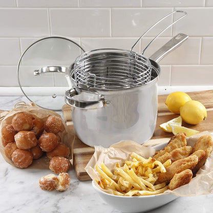 Oster 91537.03 Sangerfield 3.65 Quart 3 Piece Stainless Steel Deep Fryer Set Cookware