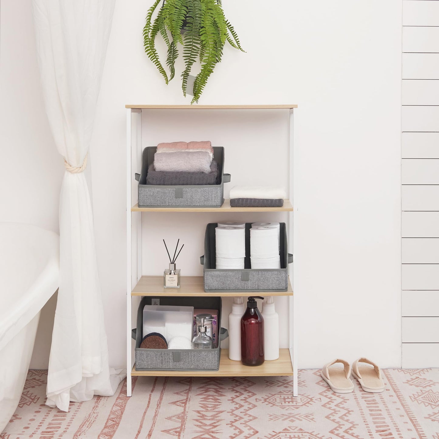 GRANNY SAYS Closet Storage Bins, Clothes Organizer and Storage Bins, Trapezoid Storage Boxes with Handles, Storage Baskets for Shelves, Dark Gray, Medium, 3-Pack