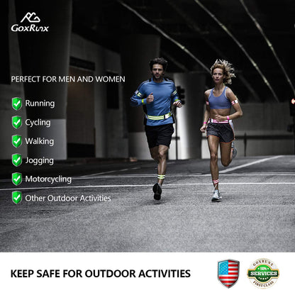 GoxRunx Reflective Bands Running Gear 6 Pack-Adjustable Reflective Armband Arm Wrist Ankle Leg Bands Reflectors -Reflective Tape Straps for Clothing Night Running Cycling Walking -Slap Bracelets