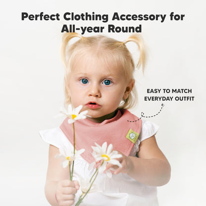 8-Pack Organic Baby Bandana Bibs for Girls - Super Absorbent Triangle Baby Bibs for Drooling and Teething Infant, 100% Cotton Extra Soft for Newborn, Infant 0-36 Months (Muted Pastel)