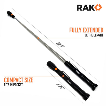 RAK Magnetic Pickup Tool Gifts for Men - Telescoping Magnet with LED Flashlight and 22 Inches Extendable Neck, Cool Magnetic Flashlight Gifts for Dad, Husband, Grandpa, Handyman
