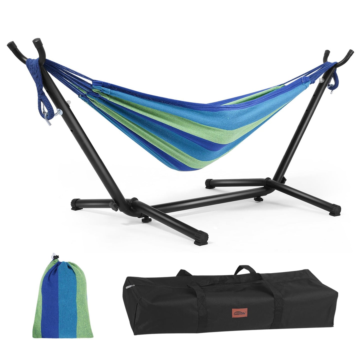 Goutime Kids Hammock with Stand,Childs Hammocks Frame Holder Base with Portable Carrying Bag for Indoor,Outdoor,Patio,Deck,Yard,Beach (Blue)
