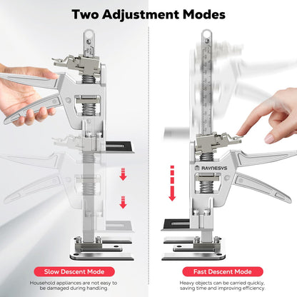 Raynesys Labor Saving Arm Jack 2 Pack, 12 Inch All-Metal Hand Lifting Jack Tool, Precise Control Slow/Fast Descent, 440LBS Capacity Wall Tile Locator for Lifting Door Furniture, Wall Tile Positioning