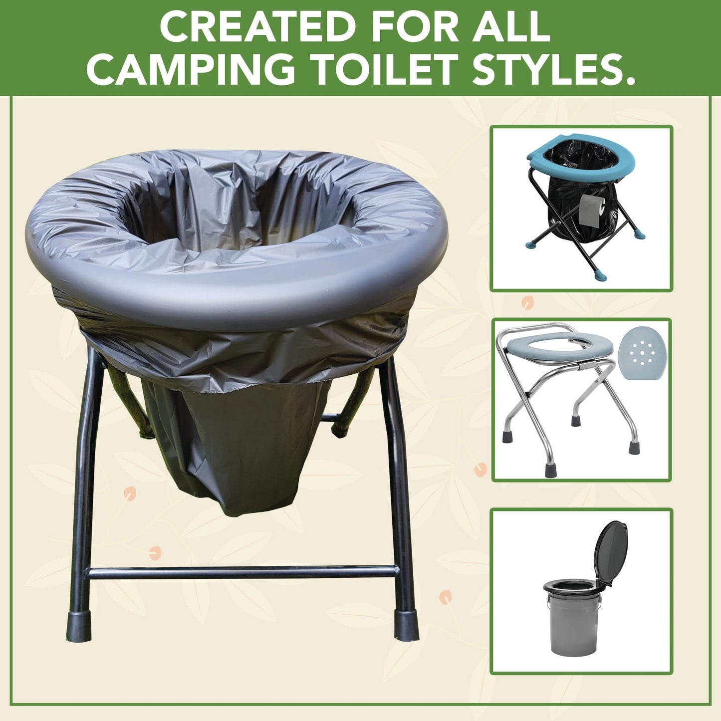 Portable Toilet Replacement Bags | 20 Liners, 8 Gallon 100% Compostable for Camping | OK Compost Home Certified, Plastic Free