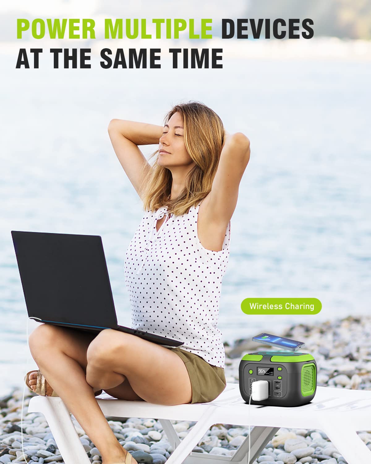 200W Portable Power Station, SinKeu 42000mAh Solar Generator With 110V AC Outlet, DC, USB C, USB QC3.0, 155Wh Backup Battery Pack Power Supply for Camping Essential Road Trip Home Outdoor Emergency