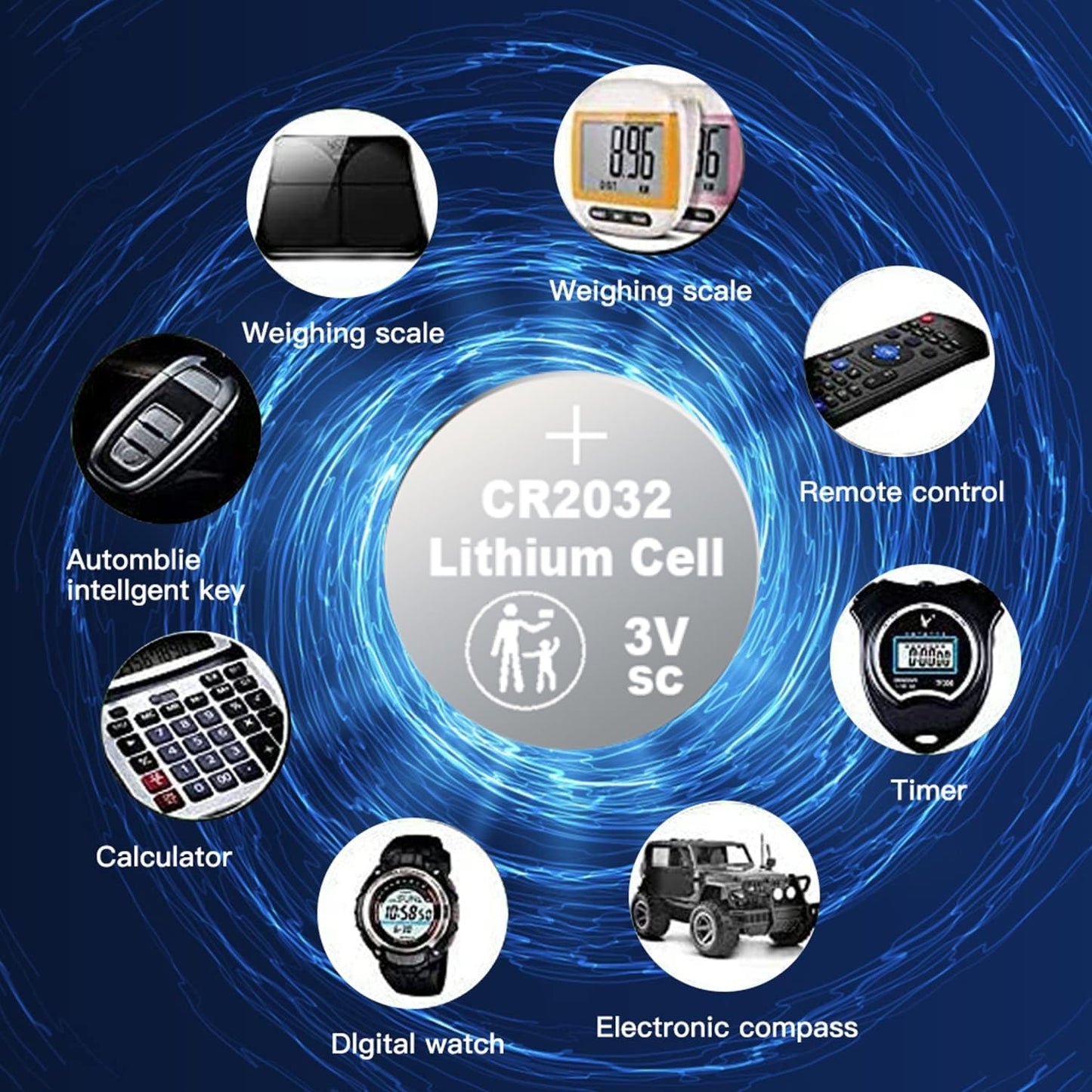 Nightkonic 50 pcs Pack - CR2032 Battery 3v Lithium Button Cell Coin 2032 Battery