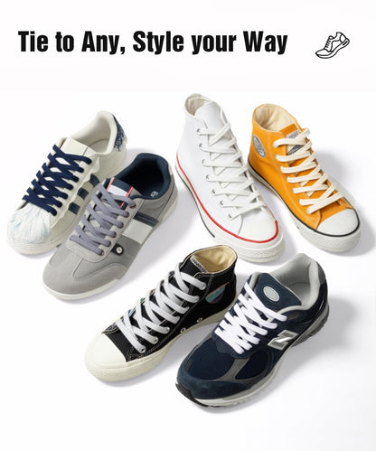 Handshop Wide Flat Athletic Shoelaces 5/16"(2 Pair) - Shoe Laces for Sneakers and Casual Shoes Replacements White 47 inch (120cm)