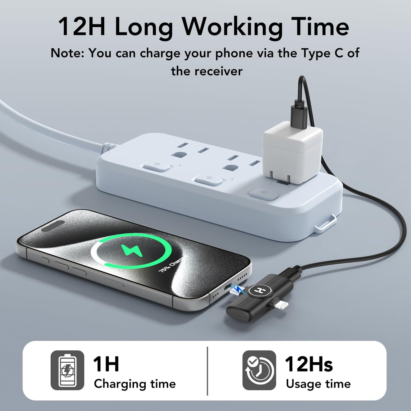 HEHOTTC Mini Wireless Lavalier Microphone for iPhone, iPad, Android Phone - Noise Reduction Lapel USB C Bluetooth Mic for Recording, Clip on Omni Lav Mic for Video Recording, Tiktok, YouTube, Vlog