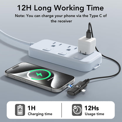 HEHOTTC Mini Wireless Lavalier Microphone for iPhone, iPad, Android Phone - Noise Reduction Lapel USB C Bluetooth Mic for Recording, Clip on Omni Lav Mic for Video Recording, Tiktok, YouTube, Vlog