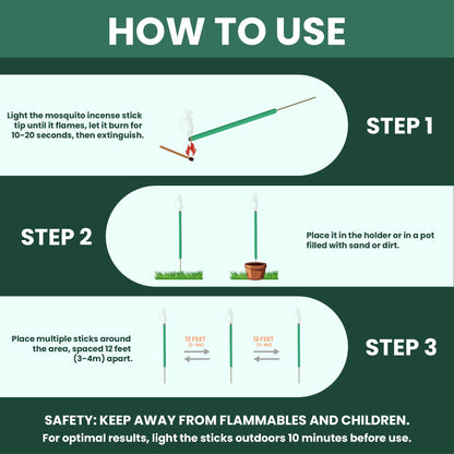 Mosquito Repellent Outdoor Patio (120 PCS) - Natural, DEET-Free Incense Sticks with Rosemary, Lemongrass & Citronella - Camping Essentials, Hiking, Yard