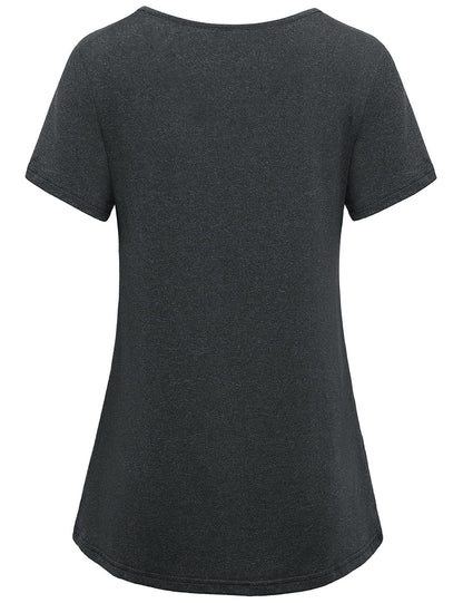 MISS FORTUNE Womens Plus Size Activewear Shirts, Quick Dry Loose Fit Short Sleeve Workout Yoga Shirt Black 3XL