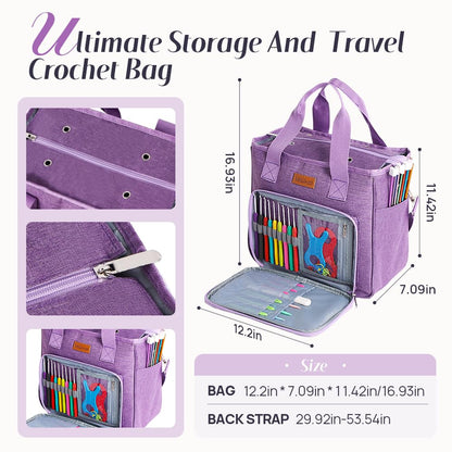 Lewhoo Crochet Kits for Beginner Adults, All Inclusive Crochet Set with 9 Size Crochet Hooks, Afghan Crochet Needles 2.0-6.0mm, 1136 Yards Yarn Skeins Balls,Knitting Kits Storage Organizer