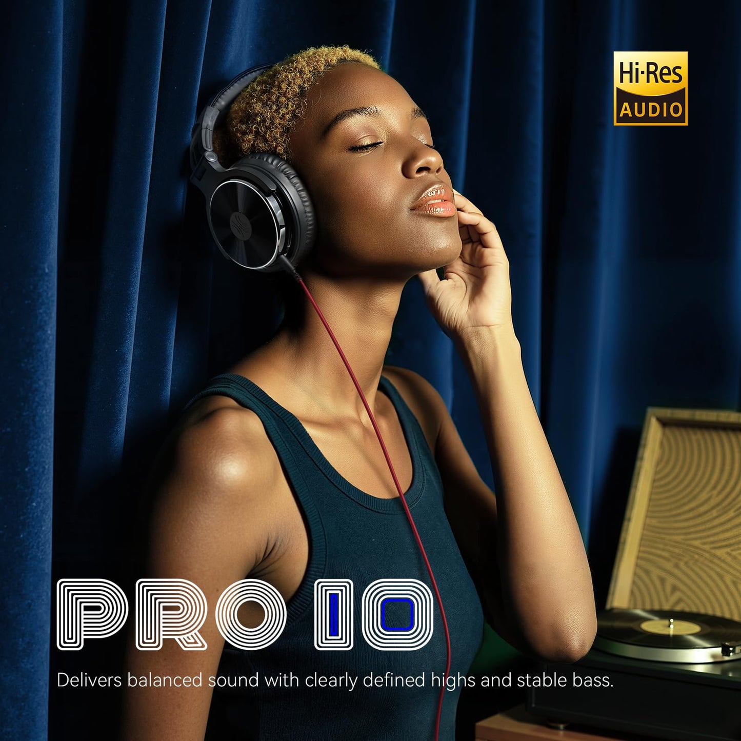 OneOdio Wired Over Ear Headphones Hi-Res Studio Monitor & Mixing DJ Stereo Headsets with 50mm Drivers and 1/4 to 3.5mm Jack for AMP Computer Recording Podcast Keyboard Guitar Laptop - Black