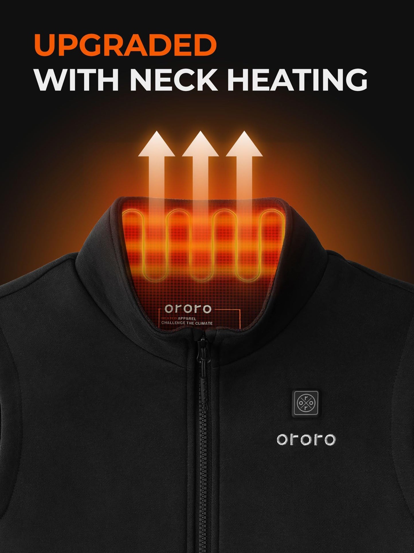 ORORO [Upgraded] Women's Heated Fleece Vest with Heated Collar and Battery, Lightweight Heating Vest Fleece (Black,M)