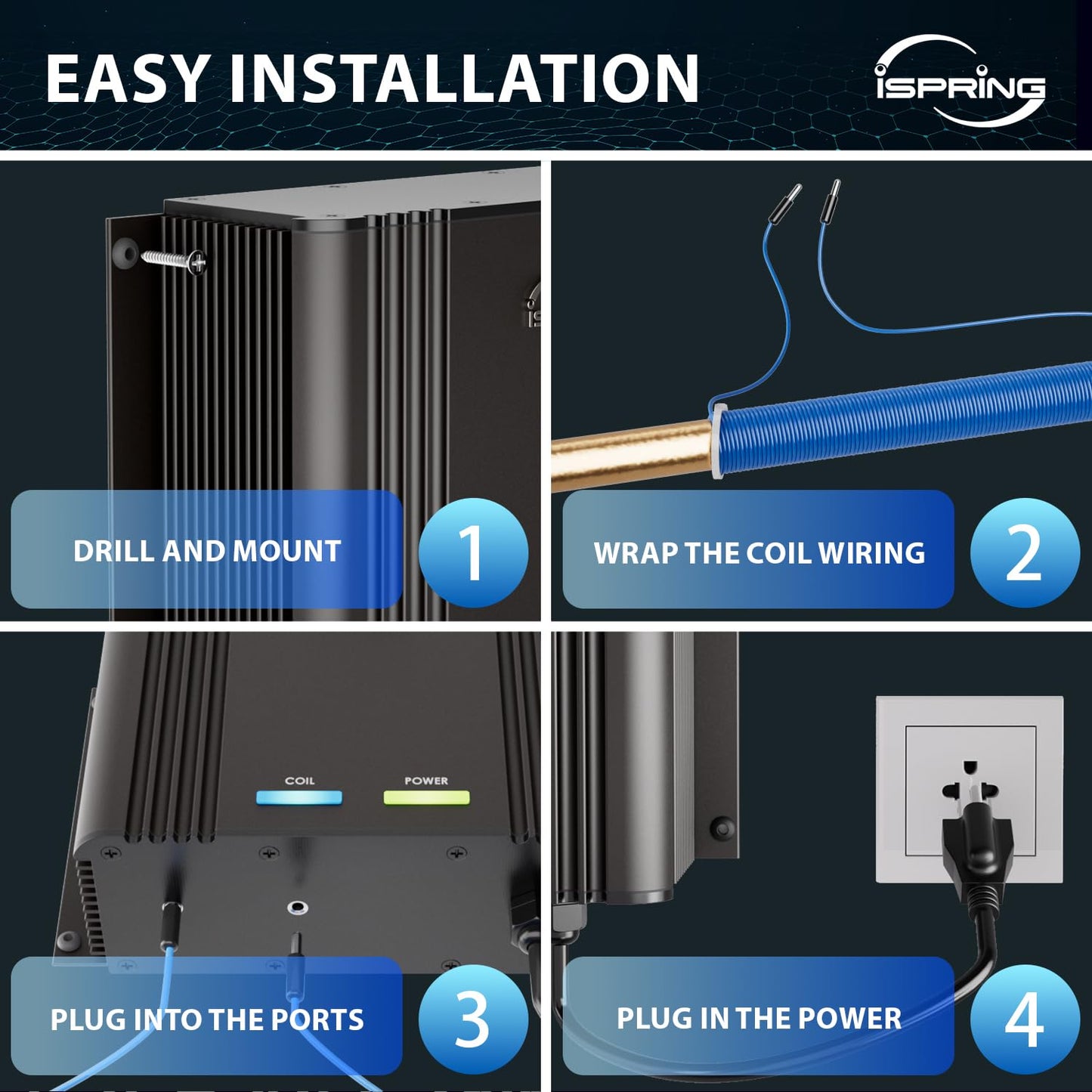 iSpring EDV2 Whole House Super Water Descaler, 10 Times More Powerful Alternative Electronic Salt-Free Hard Water Conditioner, Alloy Construction, Reduces Limescale, Prevents Deposits Build-up