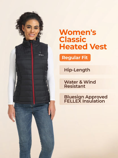 ORORO Women's Lightweight Heated Vest with Battery (Charger Not Included) (Black,M)