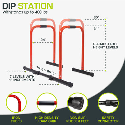 ProsourceFit Dip Stand Station, Heavy Duty Ultimate Body Press Bar with Safety Connector for Tricep Dips