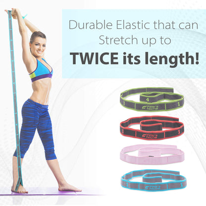 Fitter’s Niche Exercise Resistant Stretch Band, High Elastic Multi-Level Stretching Strap, Ideal for Tone Muscles Physical Therapy Gym Recovery Dancing Flexibility Hamstring,Bonus Carry Bag and E-book