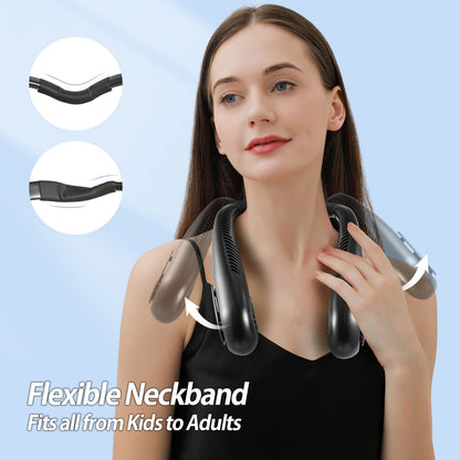 AMACOOL Bladeless Neck Fan Portable Personal Fan 5000mAh Rechargeable Battery Operated Wearable Fan for Women Men Outdoor Sport Travel Patio Garden Work Home Kitchen(Black)