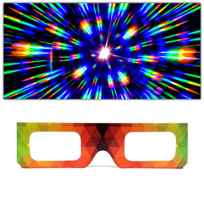 GloFX Paper Cardboard Diffraction Glasses – Geometric Rainbow (10 Pack)