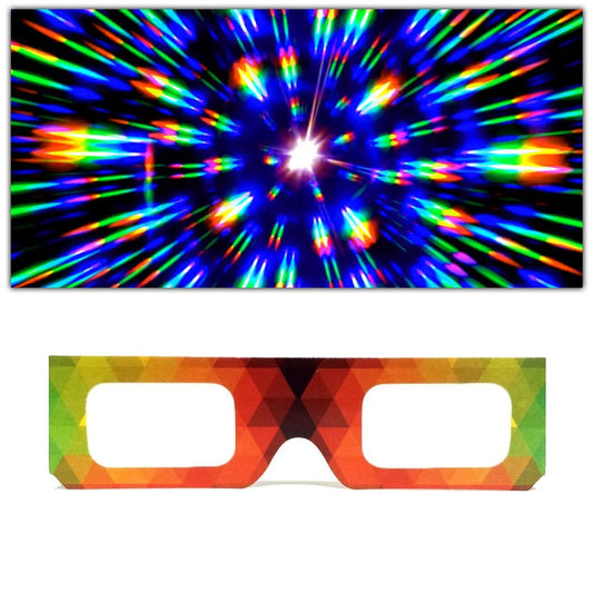 GloFX Paper Cardboard Diffraction Glasses – Geometric Rainbow (10 Pack)