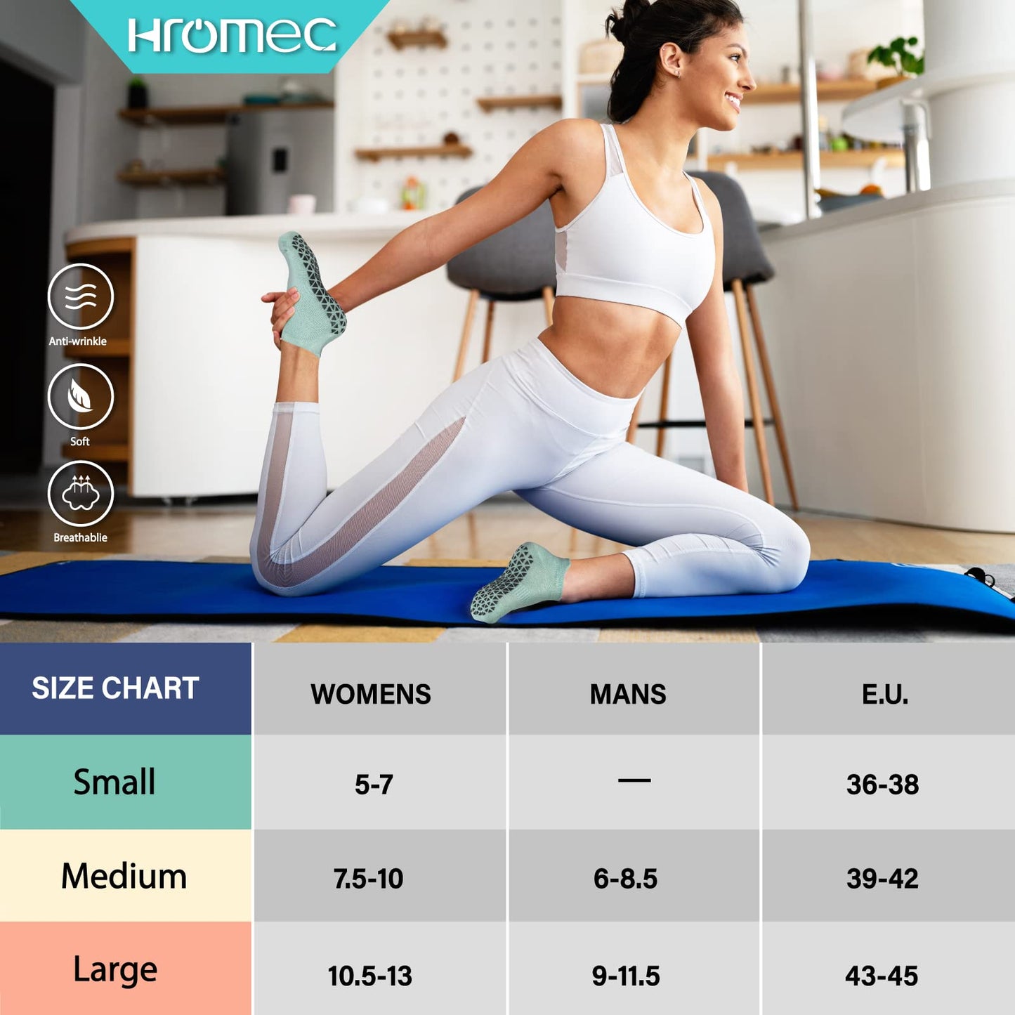 Non Slip Yoga Socks with Grips for Pilates, Ballet, Barre, Barefoot,Bikram,Hospital Anti Skid Socks for Women and Men