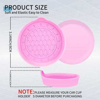 Amooca Automotive Cup Holders Universal Car Cup Coaster Waterproof Non-Slip Sift-Proof Spill Holder Car Interior Accessories 2 Pack Pink