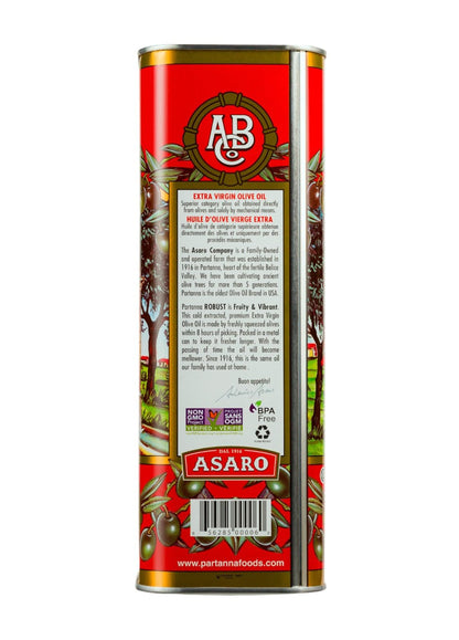 Partanna Robust Extra Virgin Olive Oil - Premium Castelvetrano Oil - Harvested in Sicily - Pure Authentic Italian - Monovarietal - Rich in Flavor - First Cold Pressed - 101 fl oz (3 L) Tin