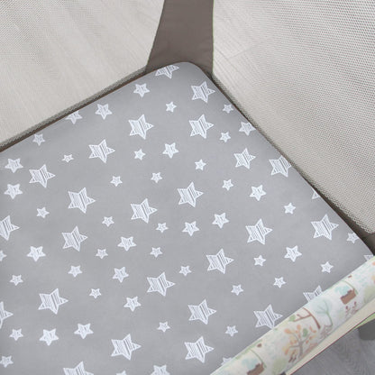 Pack and Play Sheets, 2 Pack Mini Crib Sheets, Stretchy Playard Fitted Sheet, Compatible with Graco Pack n Play, Soft and Breathable Material, Stars & Bunny