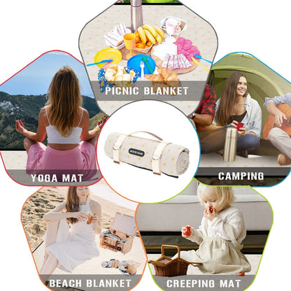 Picnic Outdoor Blankets Waterproof Large - Beach Mat Sand Free Foldable with Carry Strap | Portable Camping Blanket | Park Blanket for Grass Park, Hiking, Travel, Concerts, Indoor (Yellow Flower)