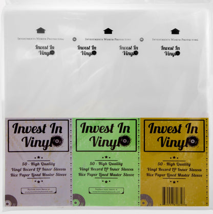 Invest In Vinyl 50 Master Sleeves Rice Paper Anti Static LP Inner Sleeves Vinyl Record Sleeves Provide Your LP Collection with The Proper Protection