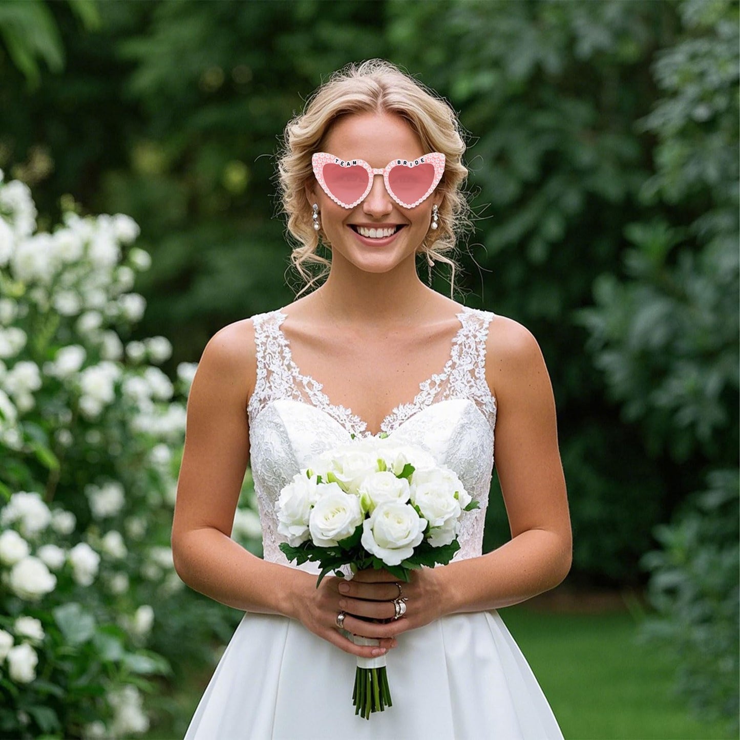 Etercycle Team Bride Sunglasses, Bridesmaid Proposal Gifts Heart Shaped Glasses, Pink Women's Sunglasses Bridal Engaged Gift For Bachelorette Party Favors