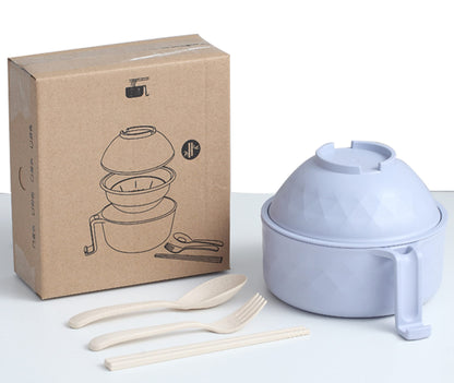 Layron Ramen Cooker Ramen Bowl Set with Chopsticks Microwave Noodle Bowl College Dorm Room Essentials for Girls for Boys Apartment Essentials-Blue