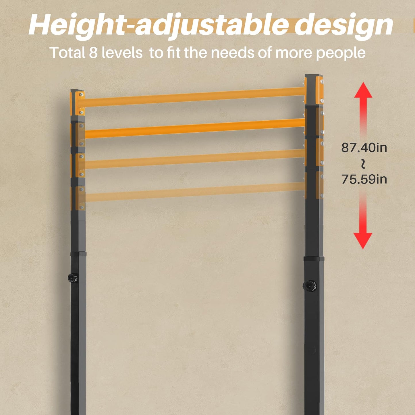 Pull Up Station, Bongkim Power Tower Portable Pullup Bar Station, Pull Up Bar for Home Gym, Pull Up Tower Station 330LBS (Orange)