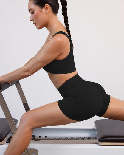 PAVOI ACTIVE Buttery Soft Yoga Workout Shorts for Women - High Waisted Butt Sculpting 4" Gym Biker Shorts - FlexFlow - Small, Black