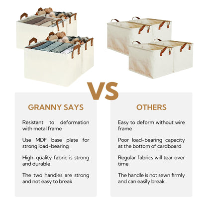 GRANNY SAYS Closet Storage Baskets, Collapsible Fabric Storage Bins with Metal Frame, Clothes Organizer Bins, Extra Large Baskets for Shelves, Ivory, 4-Pack