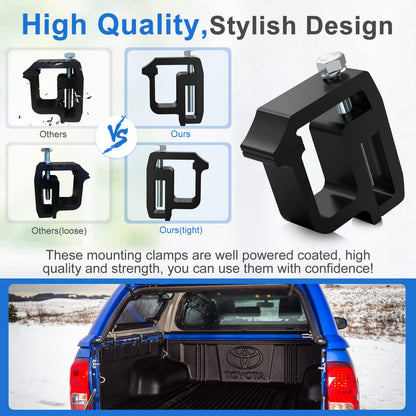 moveland 8 PCS Camper Shell Clamps - Heavy Duty Truck Topper Clamps - No Drilling Required Truck Cap Clamps for Chevy Silverado Sierra/Dodge Dakota Ram 1500 2500 3500, F150 F250, Titan, Tundra