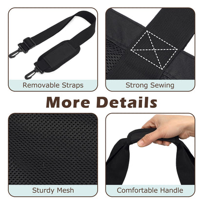 Fammart Extra Large Mesh Beach Bag for Family, Pool Travel Tote Bag with Zipper Closure, 10 Pockets, Sandproof Bottom