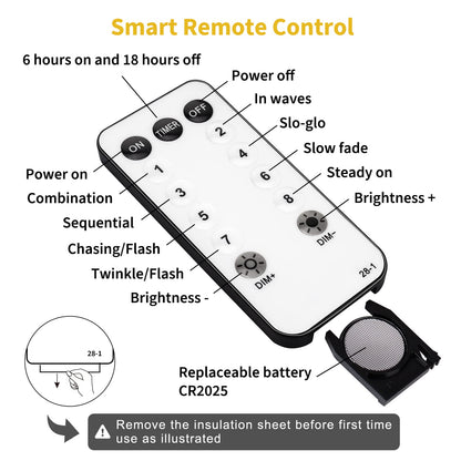Minetom Globe String Lights, 33 Feet 100 Led Fairy Lights Plug in, 8 Modes with Remote Mini Globe Lights for Indoor Outdoor Bedroom Party Wedding Garden Christmas Tree Decor, Warm White