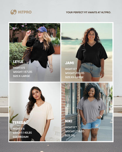 HLTPRO 3 Pack Oversized Tshirts for Women - Loose Fit Baggy Workout Tops Casual Summer Beach Vacation Plus Size Clothing