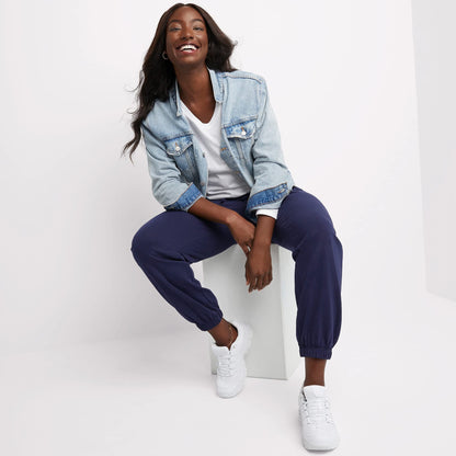 Hanes Women's Originals Long Sleeve Cotton T-Shirt, Lightweight V-Neck Tee, Modern Fit, White, Large, O9142