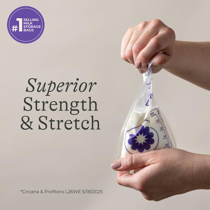Lansinoh Breastmilk Storage Bags, 100 Count, Baby Essentials, Fast Freeze & Thaw Breast Milk Bags for Baby Bottle Feeding, Superior Strength & Stretch, 6 Ounce