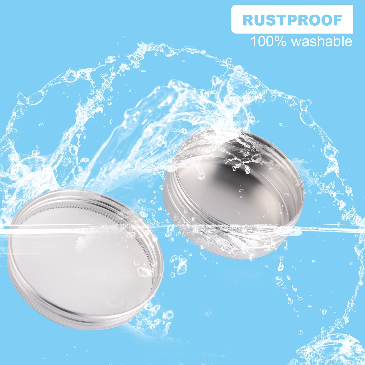 OBKJJ 48 Pcs Aluminum Round Cans with Lid, 2 Oz Metal Tins Food Candle Containers with Screw Tops for Crafts, Food Storage, DIY (Silver)