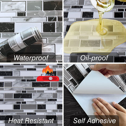 Livebor Peel and Stick Kitchen Wallpaper Backsplash Wall Paper for Kitchen 11.8inch x 78.7inch Backsplash Tiles Wallpaper Peel and Stick Waterproof Countertop Contact Paper for Bathroom Cabinet