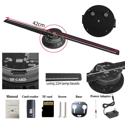 3D Hologram Fan, 42CM 3D Hologram Projector HD LED Holographic Christmas Tree Advertising Display with Remote and Bluetooth and WiFi,1500 Video Library and for Business,Bar,Halloween Missyou 16.5 Inch