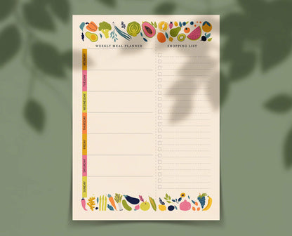 mudrit Magnetic Weekly Meal Planner Notepad with Tear Off Grocery Shopping List for Fridge | What To Eat Pad - 52 sheets, 7” x 10”