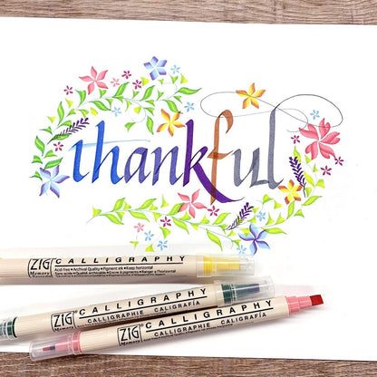 Kuretake Zig Memory System Calligraphy Markers, Multicolor, 8-Pack