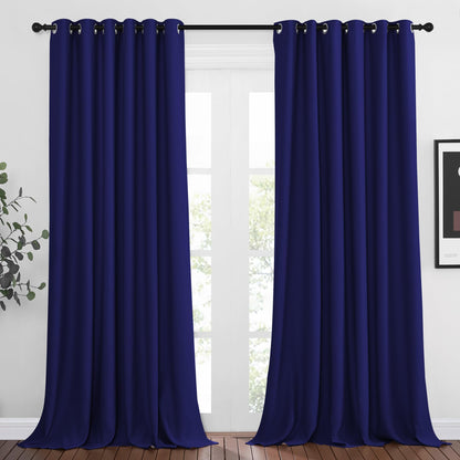 NICETOWN Navy Blue Room Darkening Curtains 108 inch Length - Grommet Thermal Blackout Window Treatments Sound Proof Room Divider Drapes for Bedroom/Living Room (2 Panels, W80 x L108)