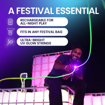 Loop Lasso NANO Glow in the Dark Rave Toys with Built-in UV Blacklight - Interactive Rope Launcher STEM Toy - Viral Flow and String Shooter Toy for Kids and Adults